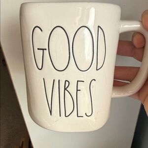 Rae Dunn White "GOOD VIBES" Ceramic Mug